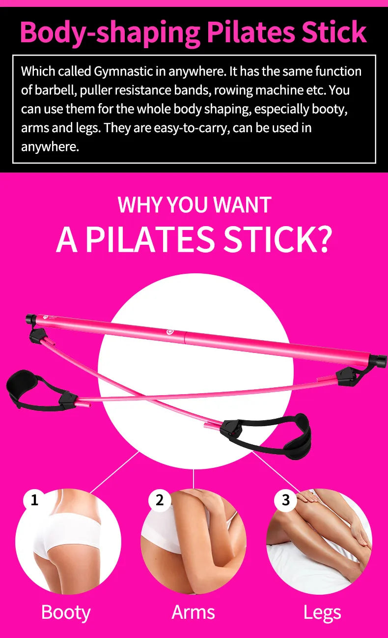 Portable Pilates Bar Resistance Bands Pull-ups