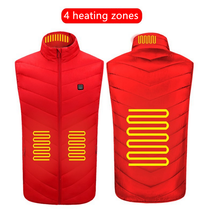 red 4 Heated Vest Washable USB Charging greenaty