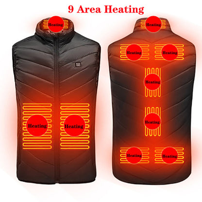 Black 9 Heated Vest Washable USB Charging greenaty