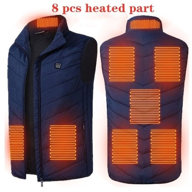 Blue 8 Heated Vest Washable USB Charging greenaty