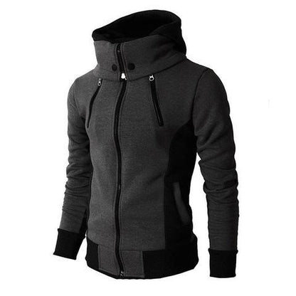 High-Necked Hooded Jacket for Men dark grey greenaty
