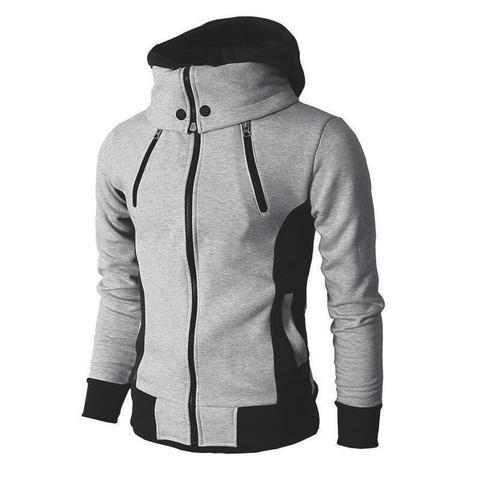 High-Necked Hooded Jacket for Men light grey greenaty